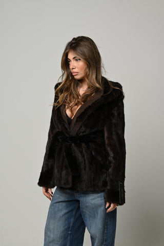 Visone cappuccio e cintura 1425