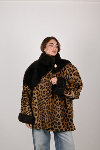 Giacca in Leopardo e Opossum A793