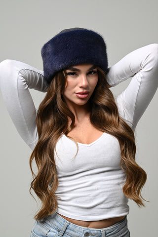 Colbacco in visone Blu