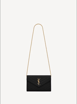 Pochette con catena Cassandre classica in pelle Grain De Poudre