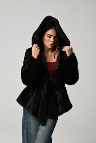 Visone cappuccio e cintura 1356