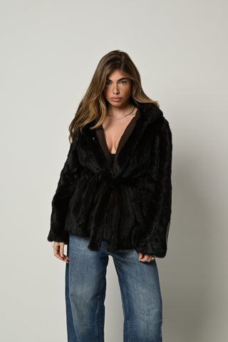 Visone cappuccio e cintura 1450