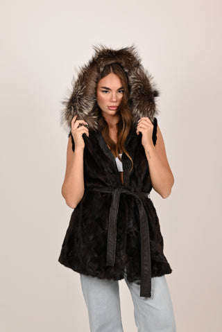 Gilet in visone e volpe A154