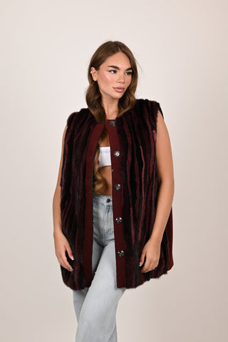 Gilet in visone e lana A127