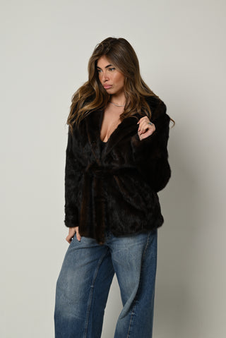 Visone cappuccio e cintura 1448