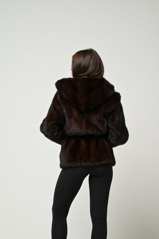 Visone cappuccio e cintura 782