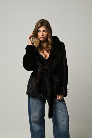 Visone cappuccio e cintura 1443