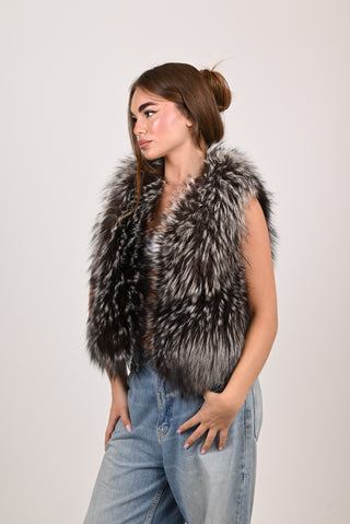 Gilet in volpe argentata A285