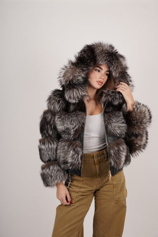 Bomber in volpe argentata A649