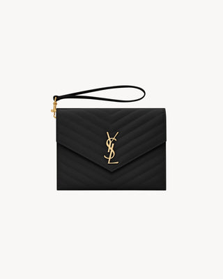 Cassandre Flap Pouch in pelle goffrada Grain De Poudre trapuntata